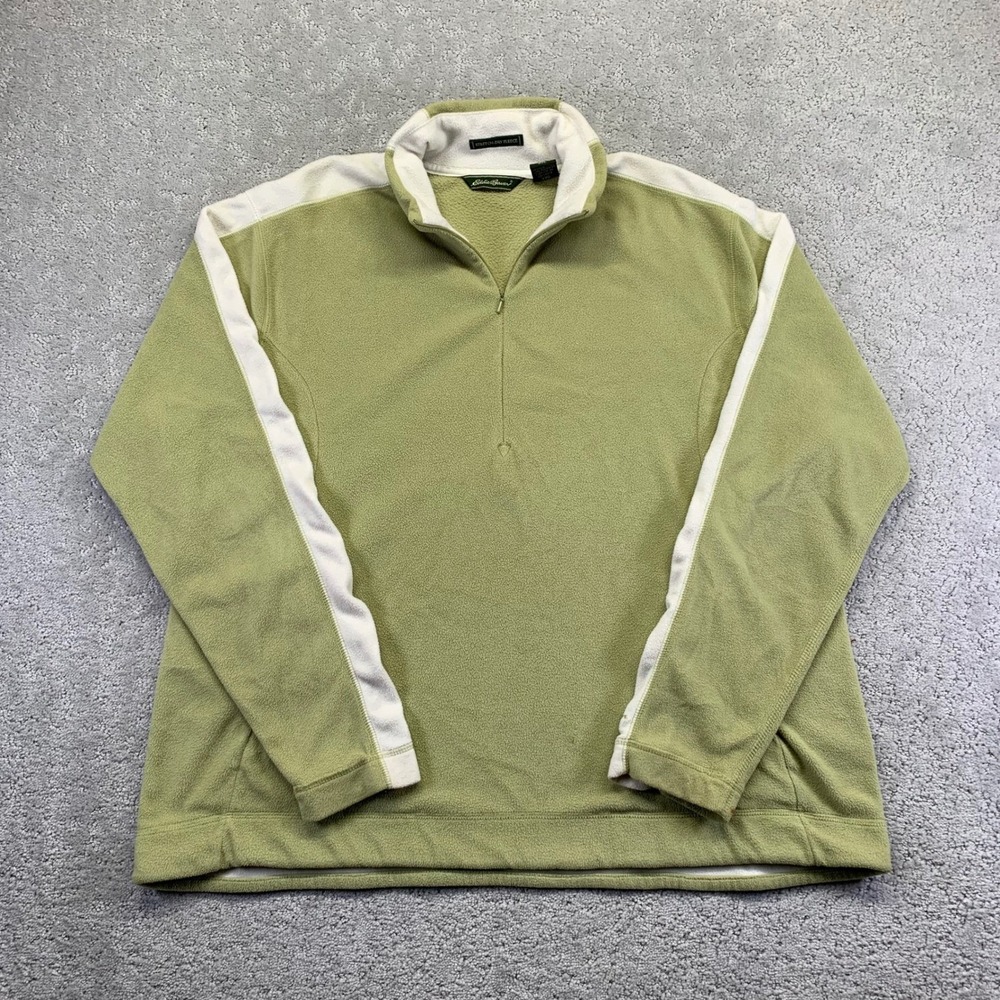 Eddie Bauer Womens Pullover XXL Green Quarter Zip Stretch Dry Fleece Outdoor